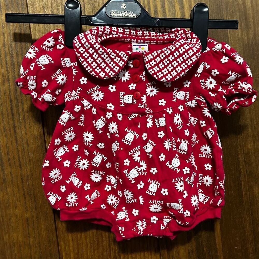 Vintage Circo Baby Red Floral Print Bubble Romper Size 6M Unisex